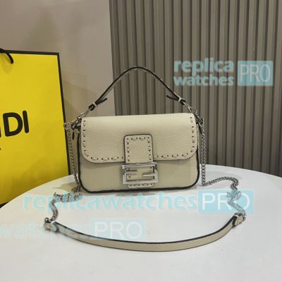 Replica Fend--i Baguette Mini Selleria Beige Handbag